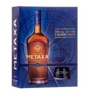 Metaxa 12* Konyak 0,7L DD és 2 Pohár